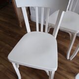 Set of 4 white wooden bistro chairs
