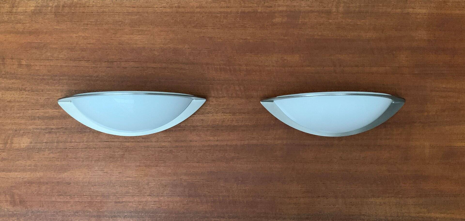 Postmodern German wall lamps from the space age by Glashütte Limburg, set of 2