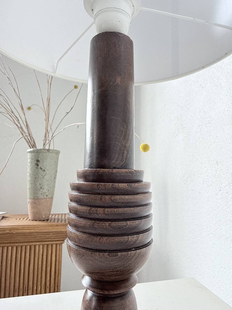 1940s Art Deco oak desk lamp