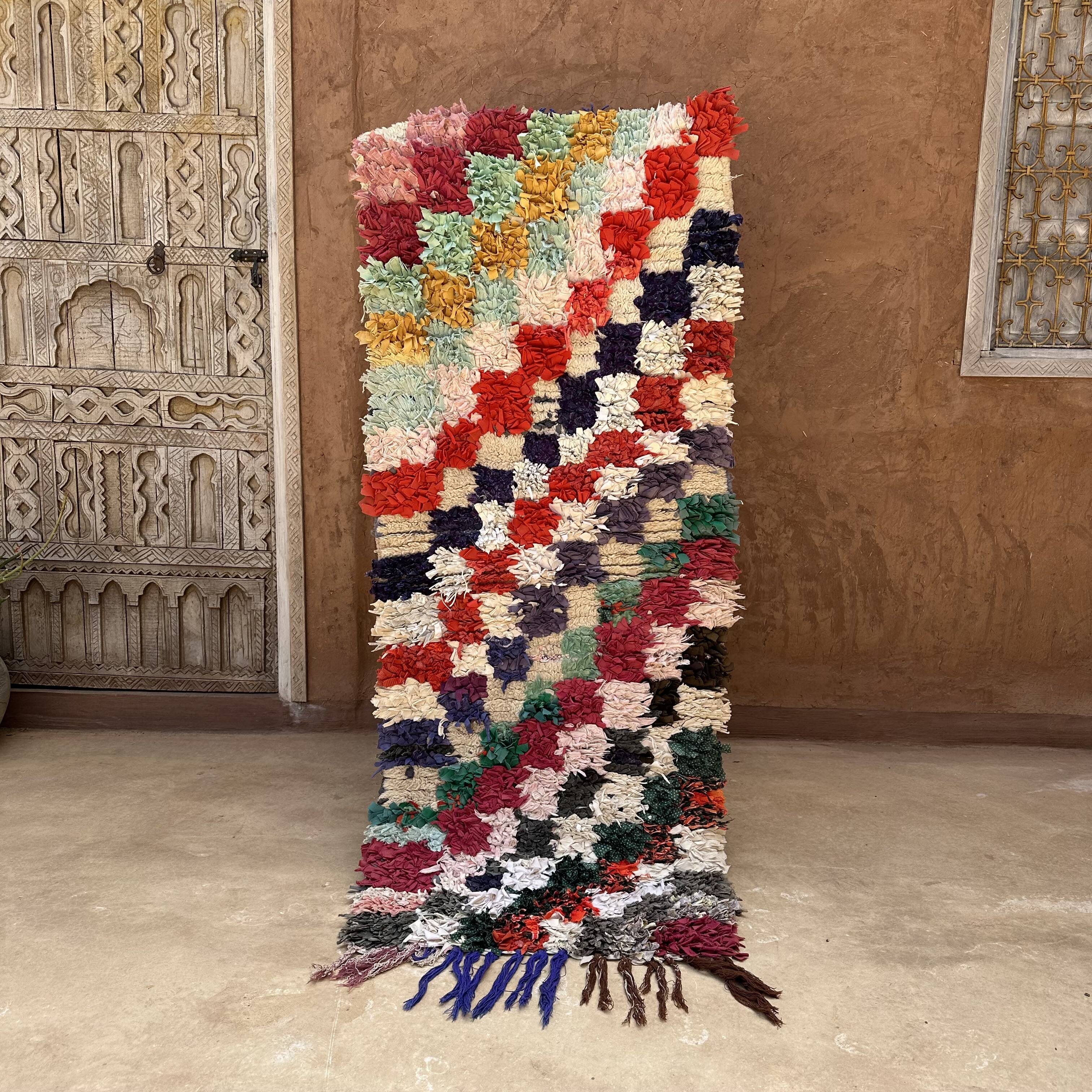 Tapis Marocain Boucherouite coloré - 74 x 185 cm