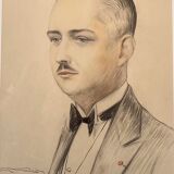 Old painting, portrait of a gentleman, dated 1928 located in Naples