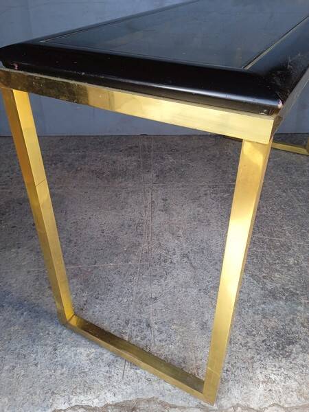 Designer console in gilded brass and glass, 1970s