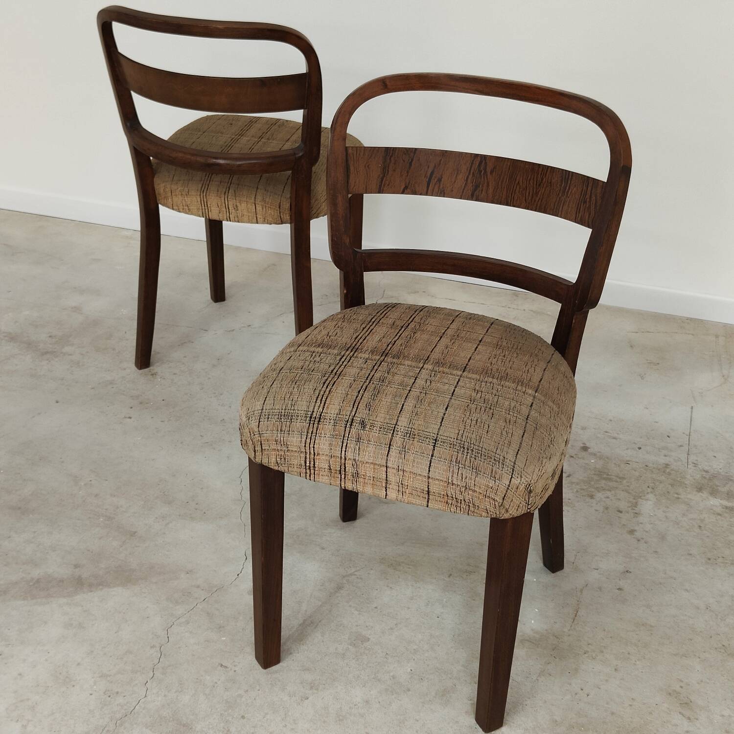 Set of 4 Fischel art deco chairs, fabric and walnut, year 30