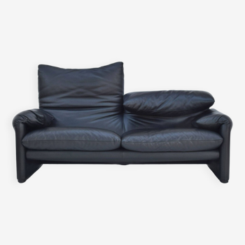 Canapé MARALUNGA cuir noir Vico Magistretti pour Cassina