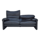 MARALUNGA sofa black leather. Vico Magistretti for Cassina