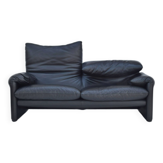 Canapé MARALUNGA cuir noir Vico Magistretti pour Cassina