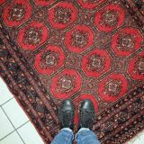 Vintage carpet Uzbek Bukhara handmade 121cm x177cm 1960s, 1C740