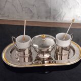 Vintage duo silver metal lunch set 2 cups