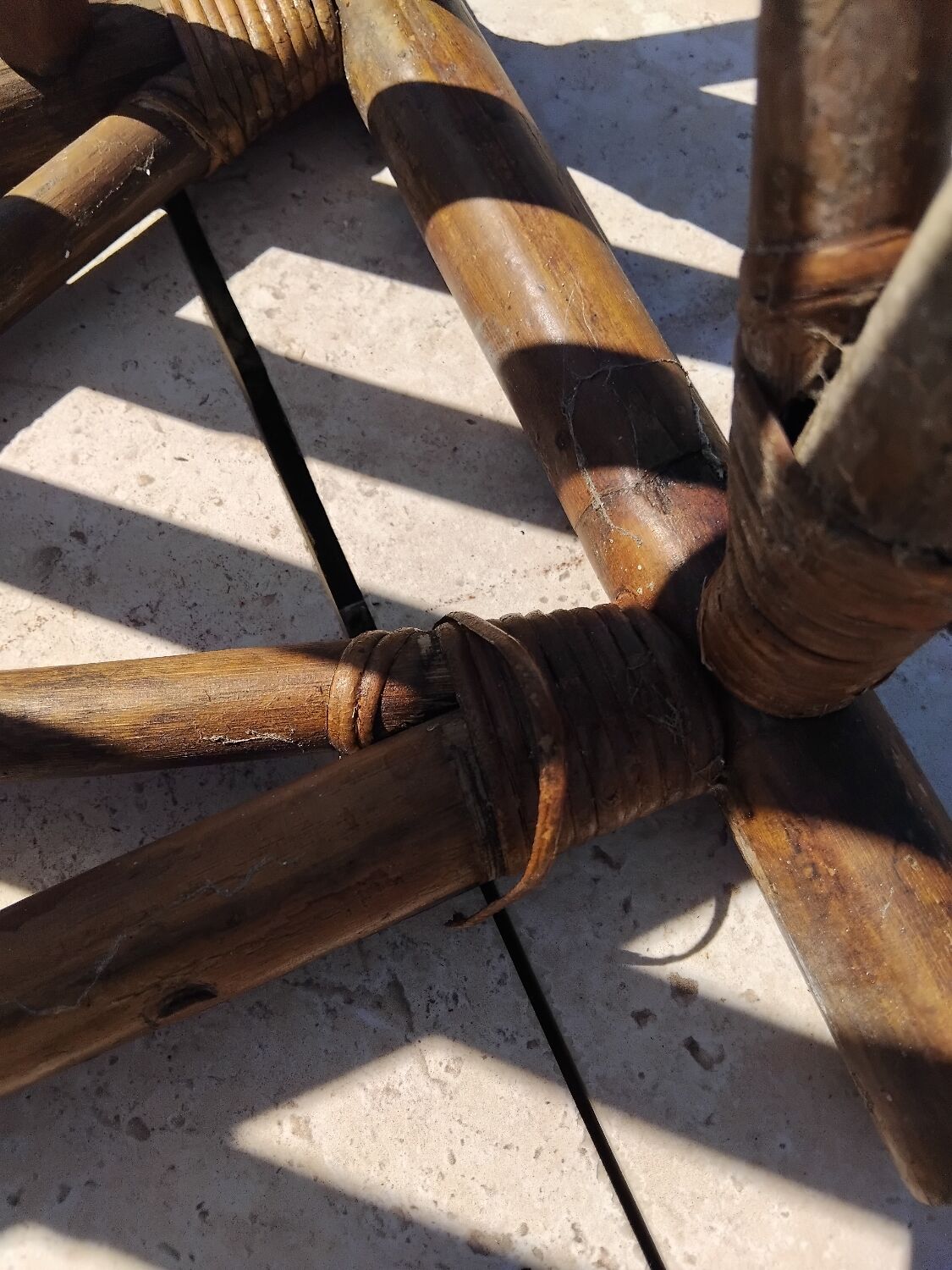 Vintage wooden garden furniture set with a bench and an armchair