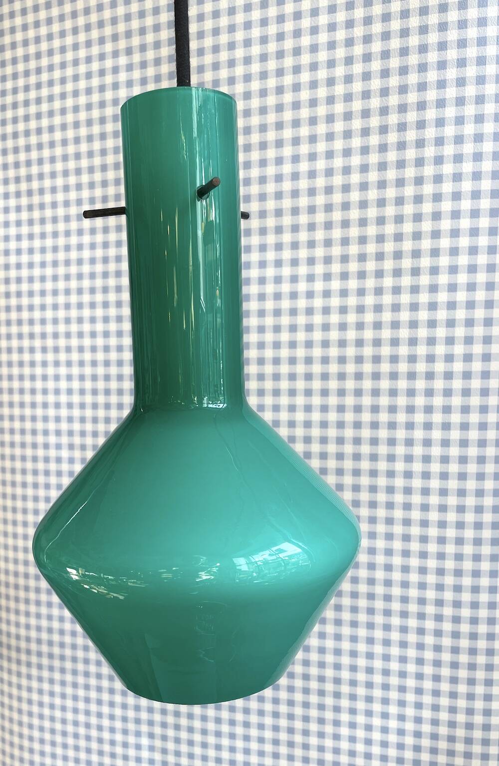 Suspension en opaline verte – Design rétro moderniste