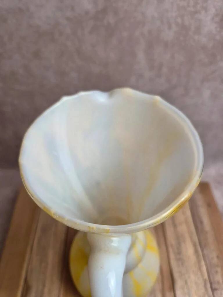 Large yellow and white blown glass pitcher from Italy – 1960s/70s