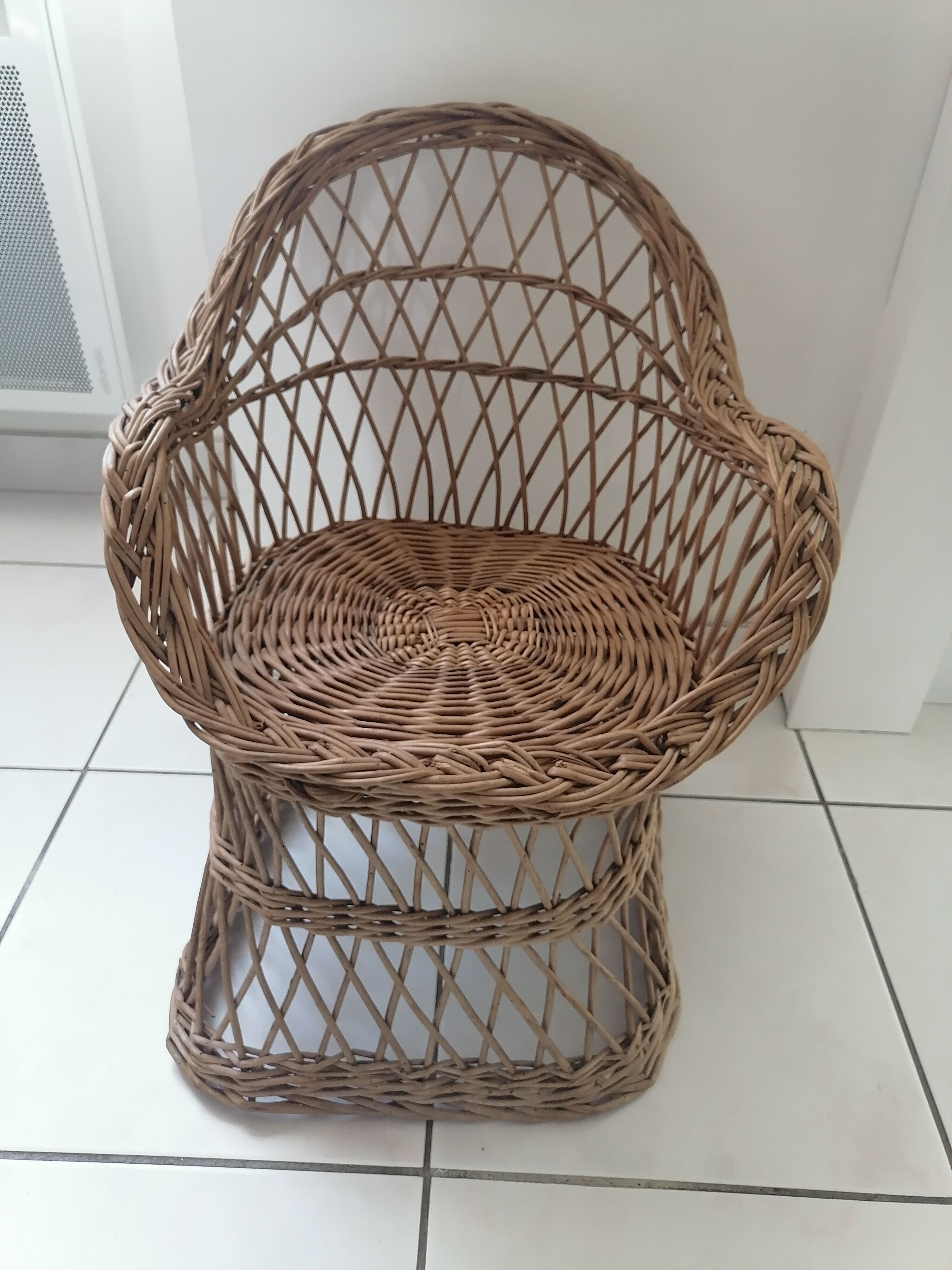 Fauteuil osier enfant 1960