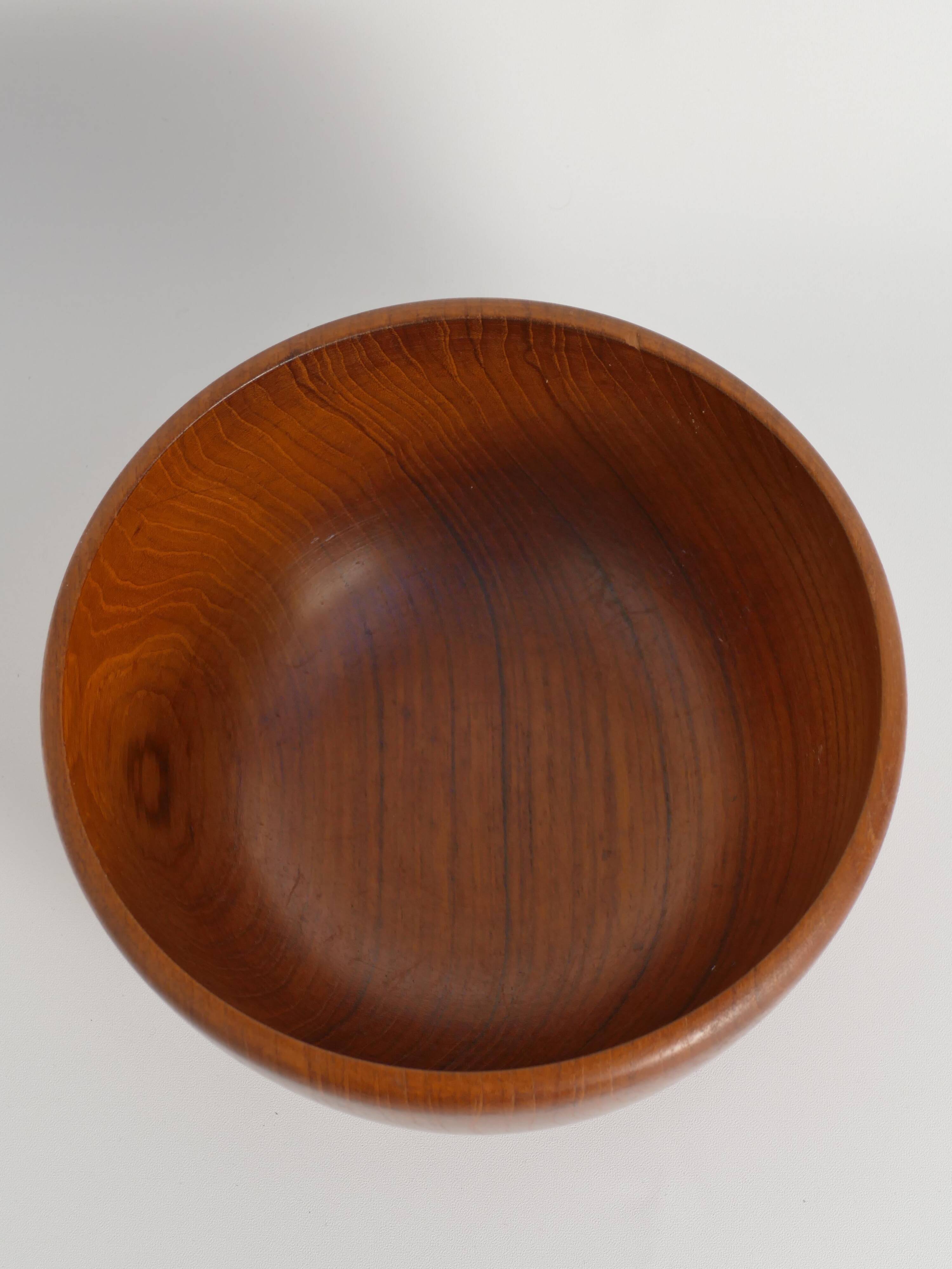 Mid-Century Modern Solid Teak Wood Bowl, Uppsala Slöjd, Sweden 1960s