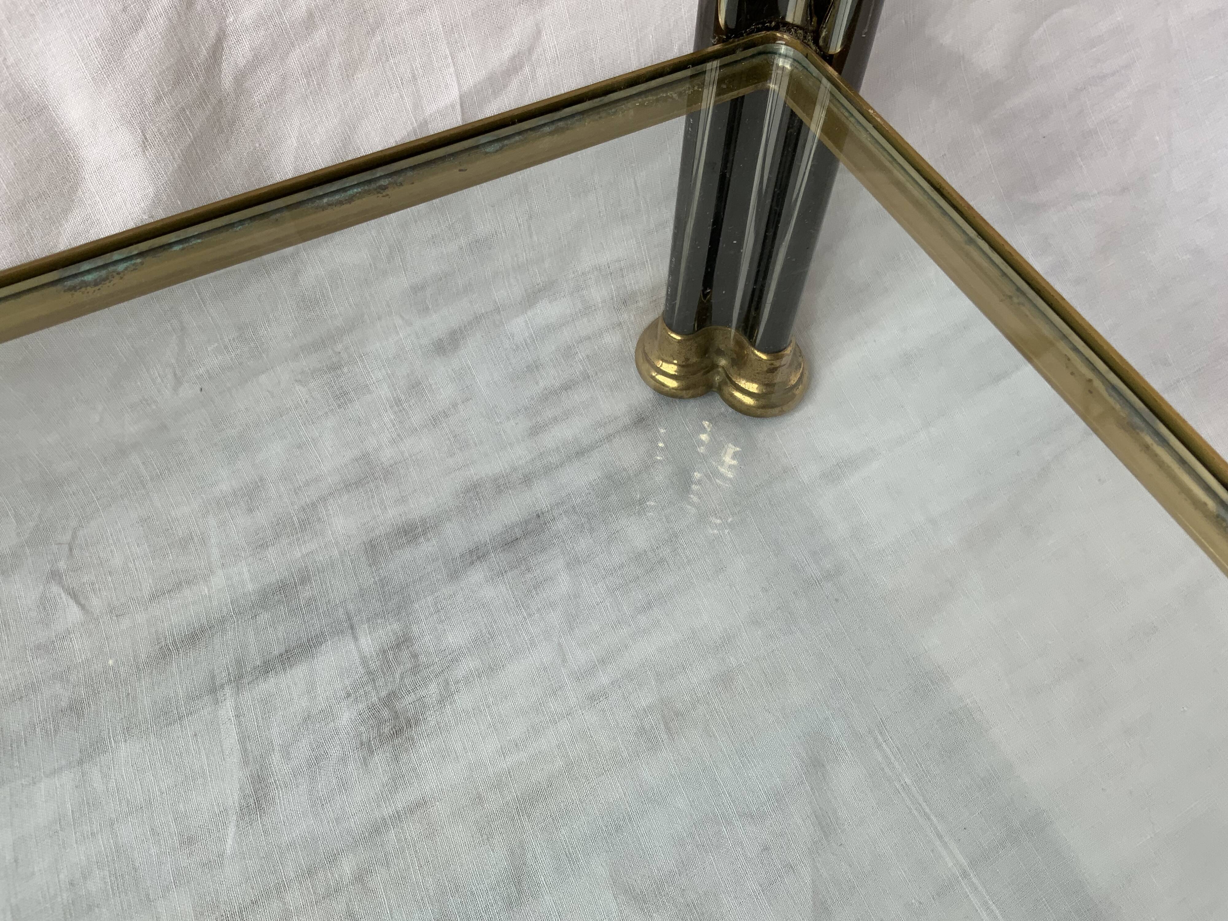 Glass and brass coffee table