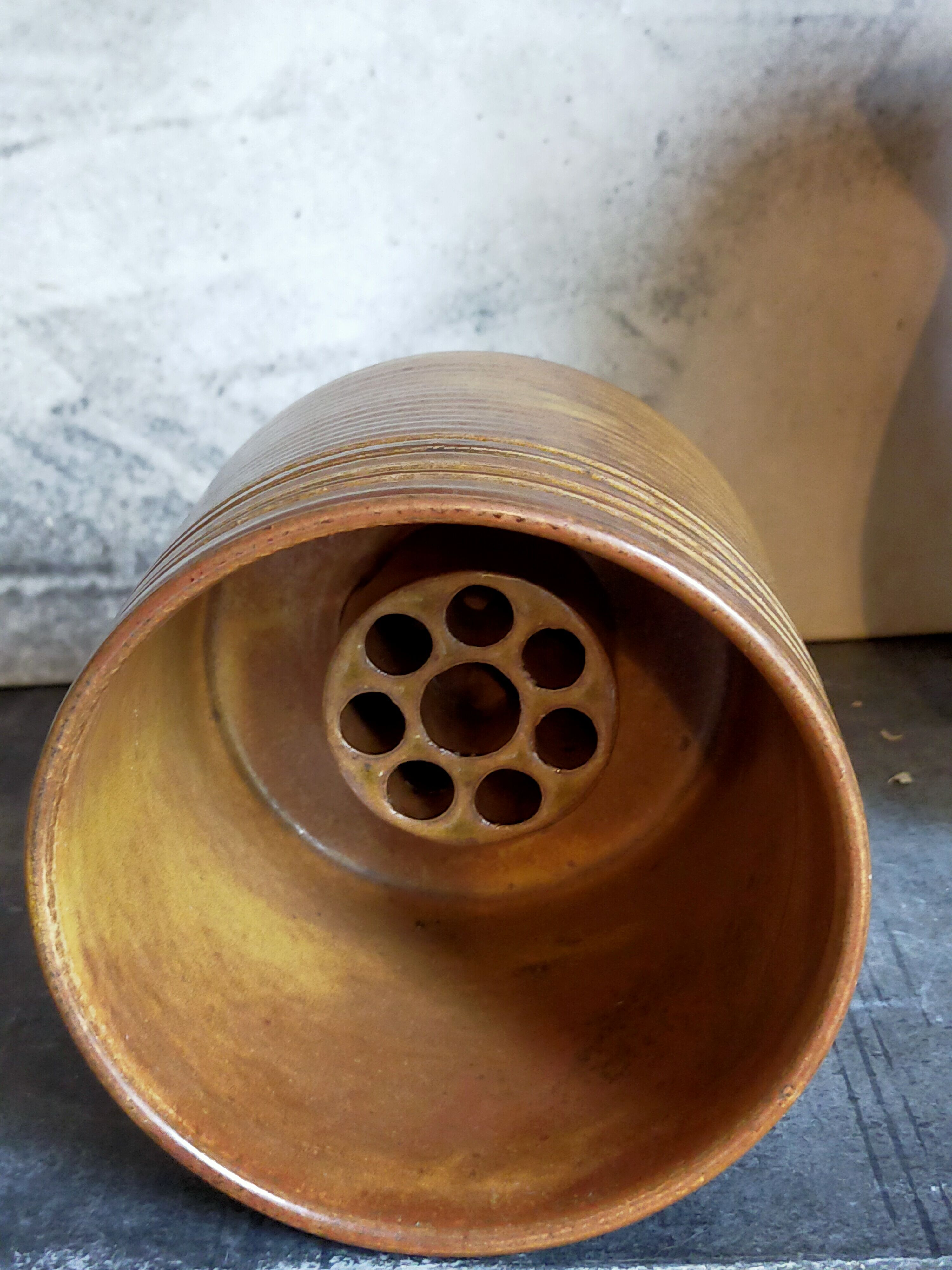 Vintage vase in enamelled sandstone