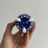 Electric blue ceramic sugar bowl