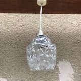Old molded glass suspension form geometrical 70s decoration #3