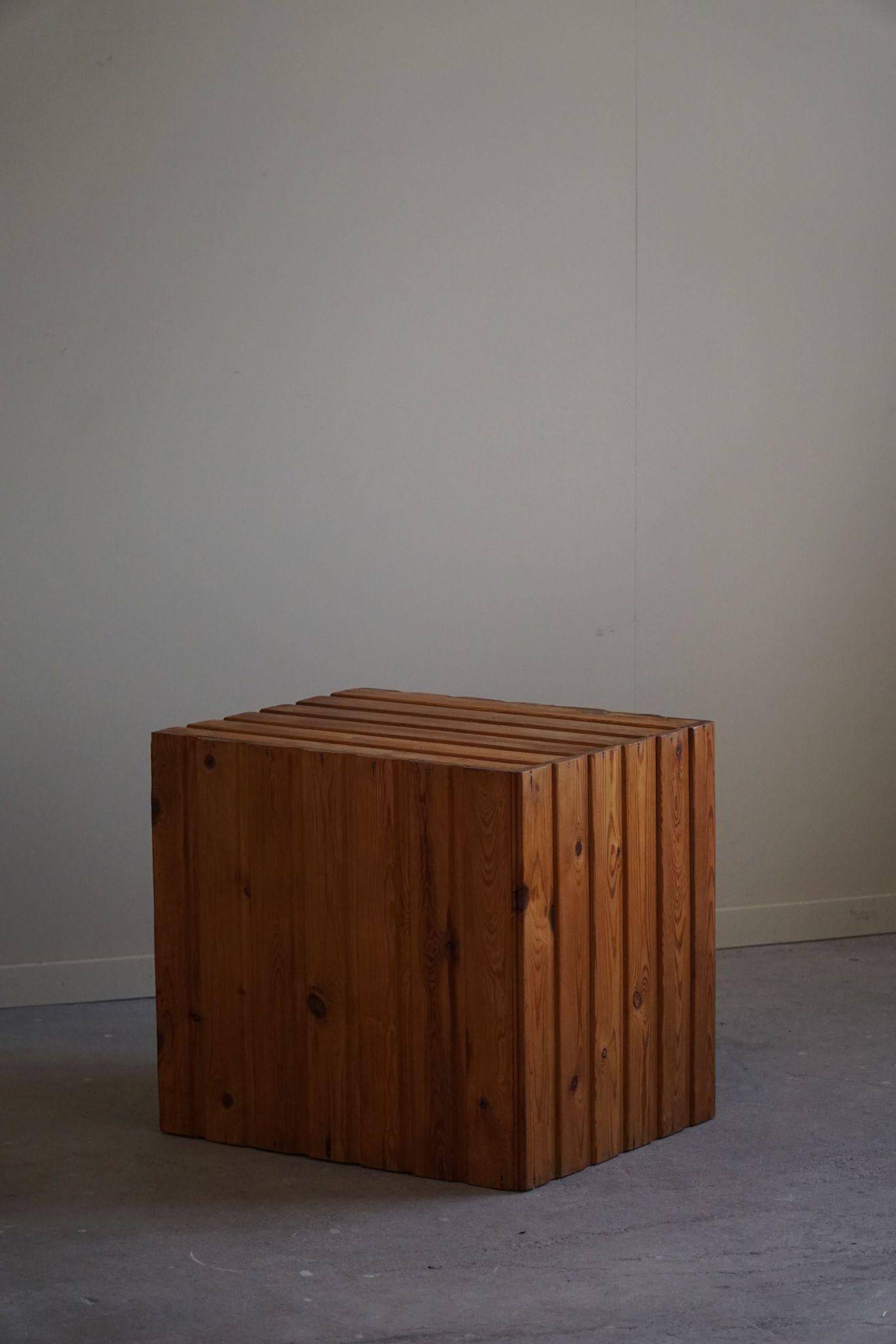 Free-standing primitive pine commode, mid-century Swedish, 1950s.