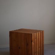 Free-standing primitive pine commode, mid-century Swedish, 1950s.