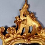 Ancien miroir biseauté cadre bois sculpté doré 19e siècle 55X31 cm C197