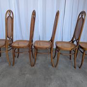 Set of 6 Mid-century Bentwood Cane Dining Chair, Thonet Style, 1970s Yugosl