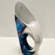 White and Iridescent Blue Ceramic Vase / Centerpiece by Lusso, Italy