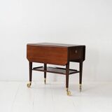 Vintage Scandinavian mahogany trolley 1940s with brass details