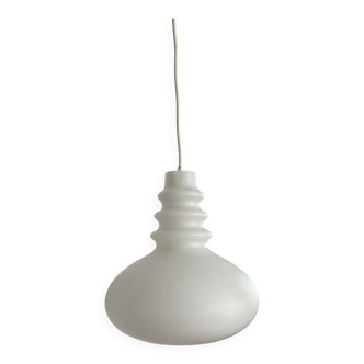 White opaline globe, Space Age ellipse, neck, stacked saucers