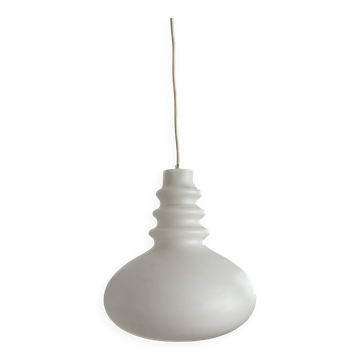 White opaline globe, Space Age ellipse, neck, stacked saucers