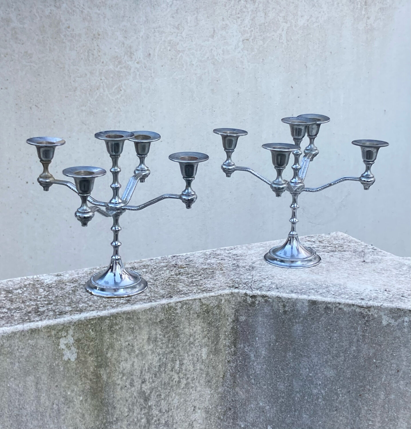 Two antique metal candelabra chandeliers