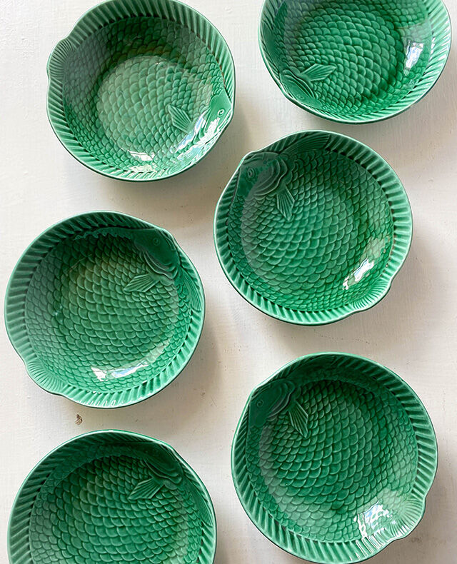 Lot 6 hollow plates Sarreguemines Poisson