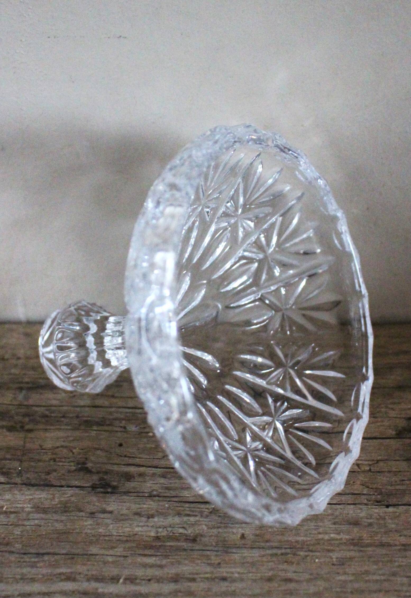 Cut glass vintage leaf design sweet jar