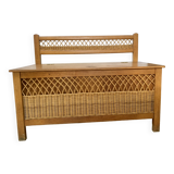Vintage Trunk Bench with Backrest