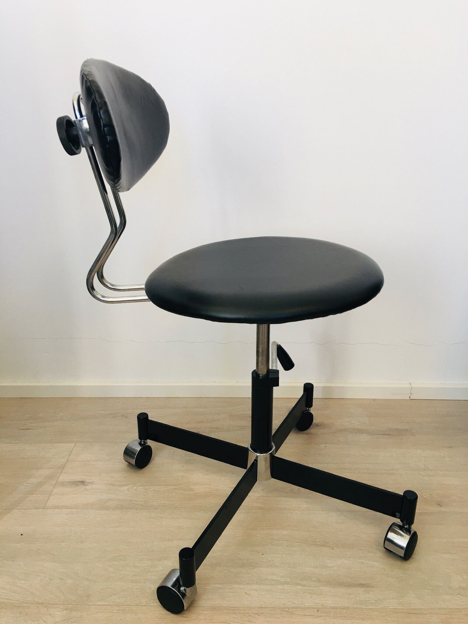 Black Leather Office chair, 1970s