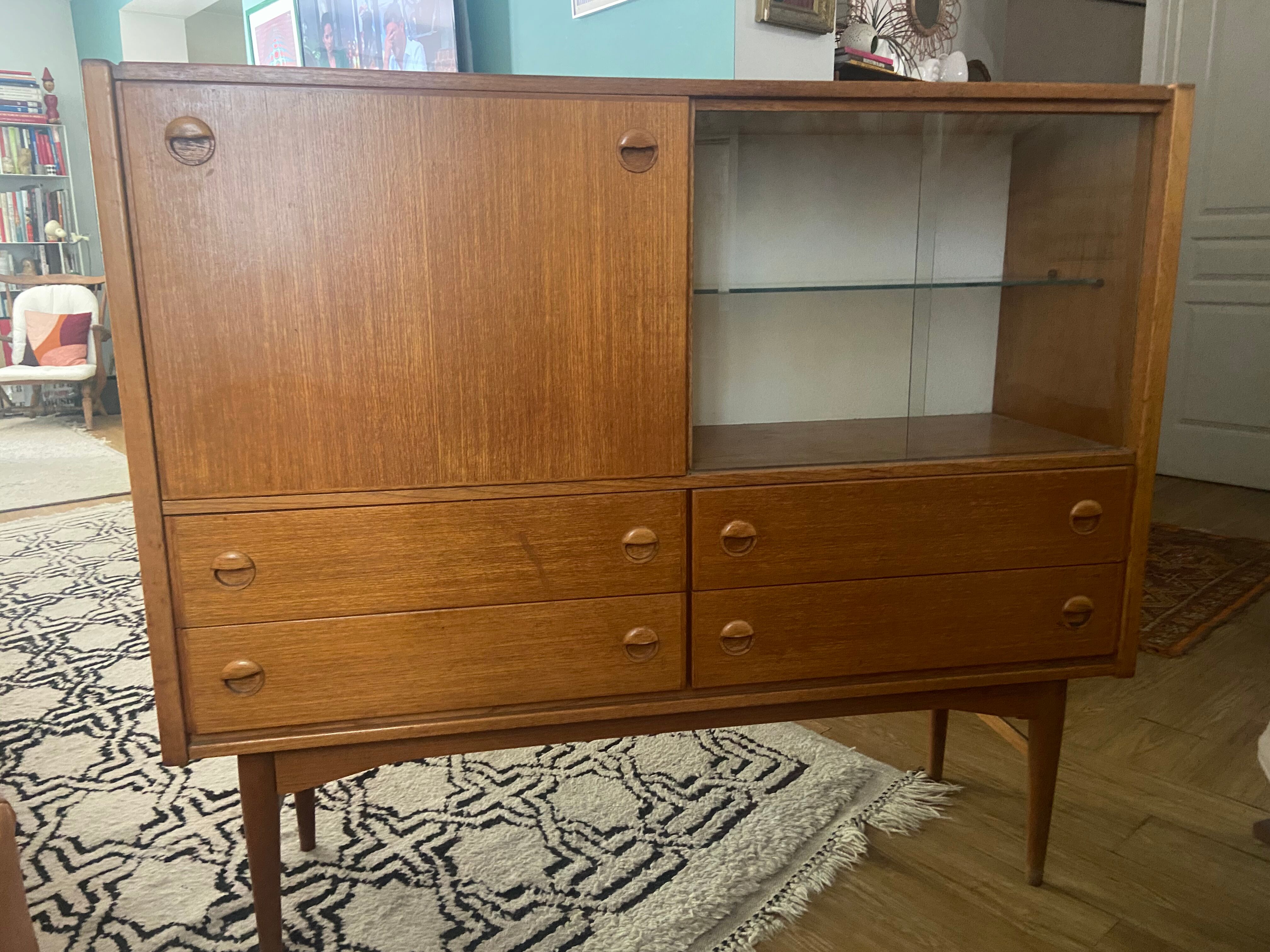 Secretarial cabinet in vintage teak