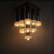 Chandelier with satin glass lights, Italy, 1970s
