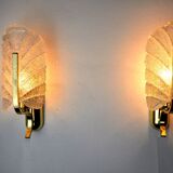 Pair of "leaf" wall lamps by Carl Fagerlund, Murano glass, Germany, 1970