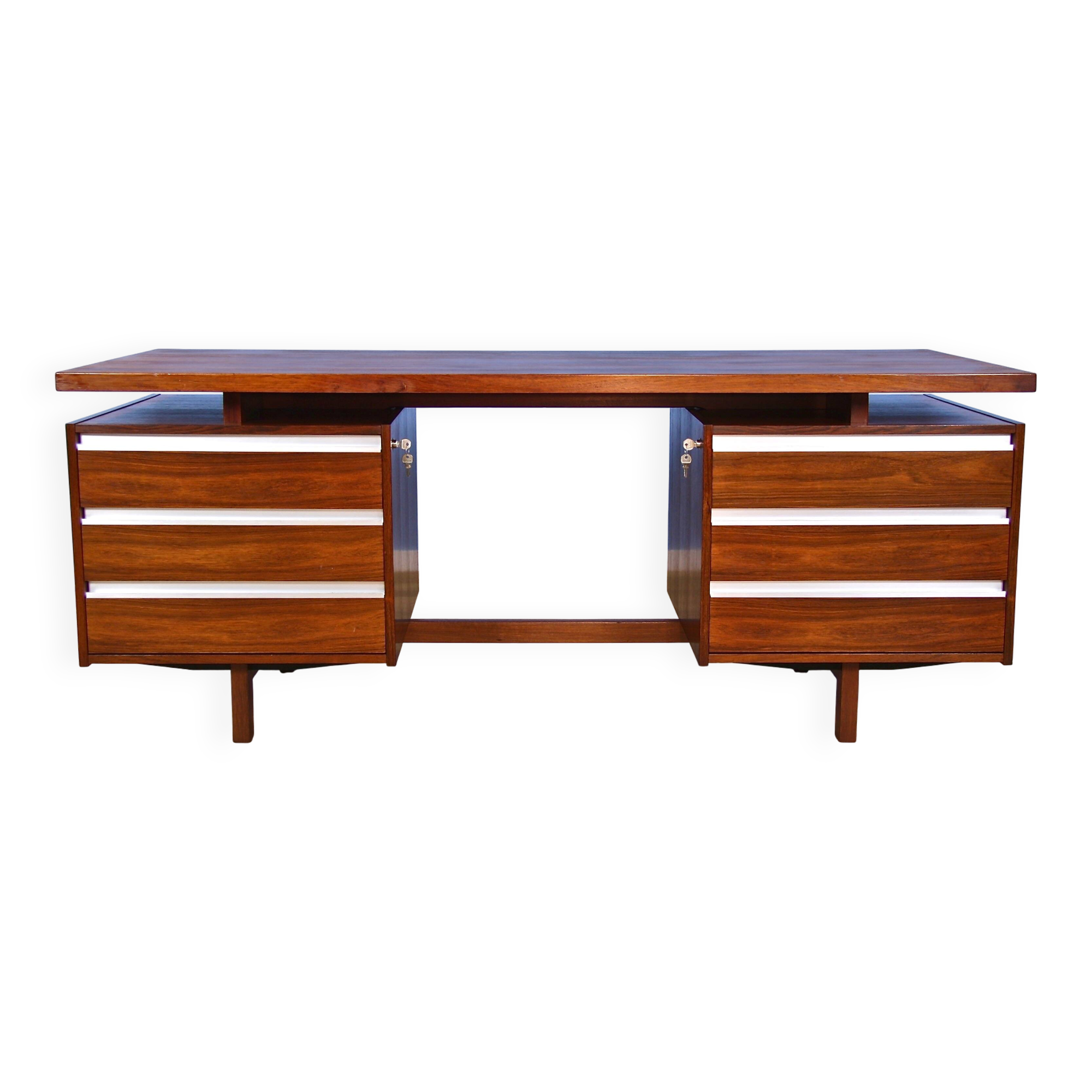 Freestanding Dutch writing desk in rosewood by Kho Liang Ie for Fristho 60s