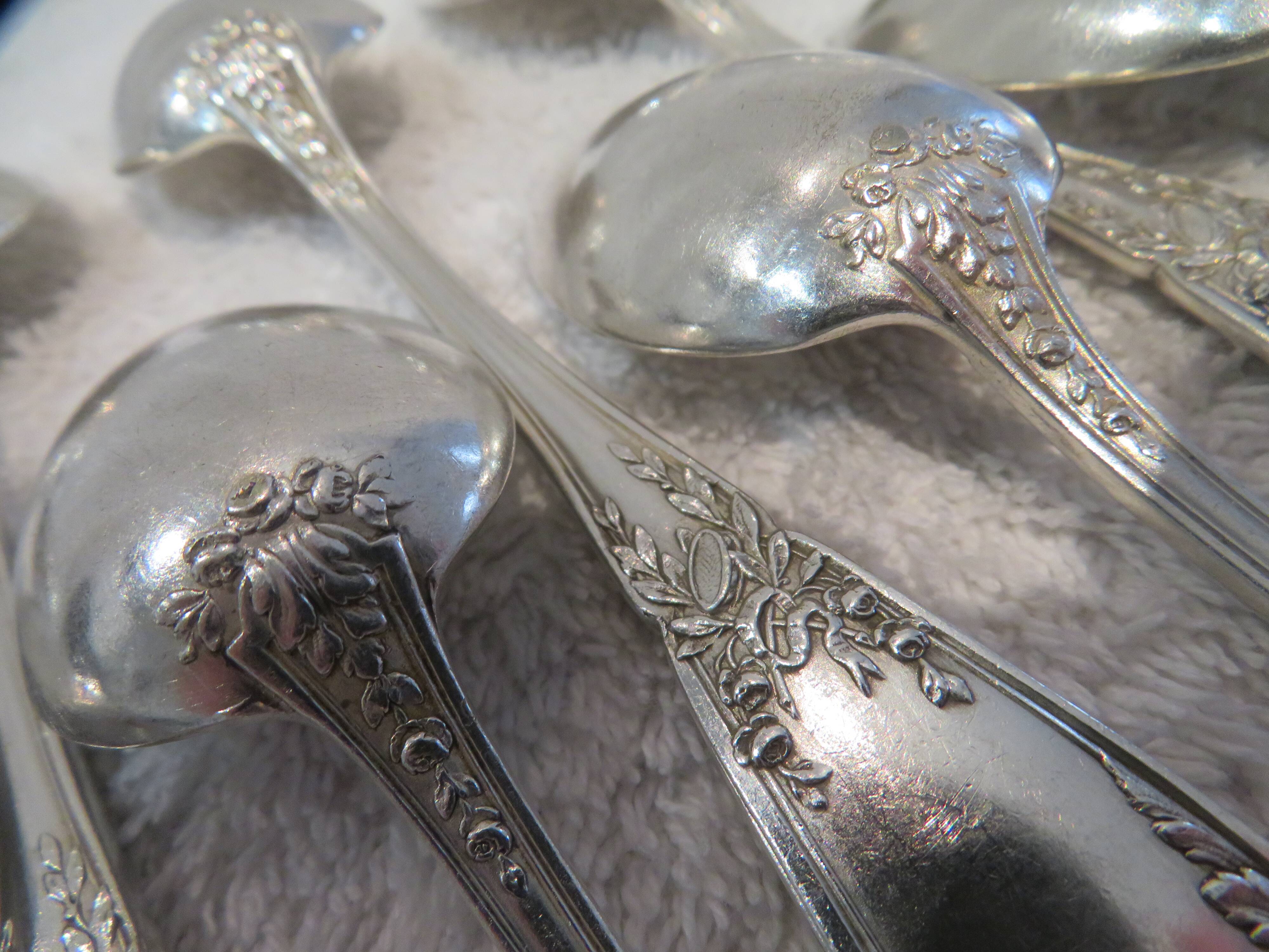 11 silver-plated coffee spoons SFAM Louis XVI musical attributes