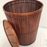 Vintage oval wicker linen basket