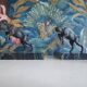 old ibex bookend, base in beautiful black marble veined green