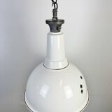 Large Industrial British White Enamel Pendant Lamp from Benjamin, 1960s