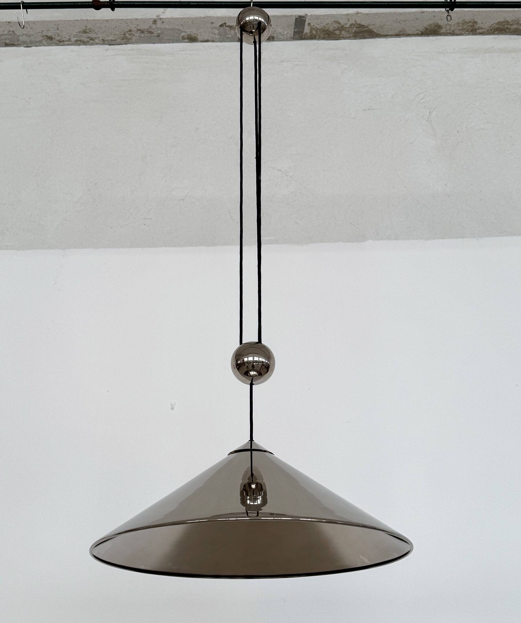 Florian Schulz Large Plated Nickel Pendant Lamp KEOS Pendant, 1970