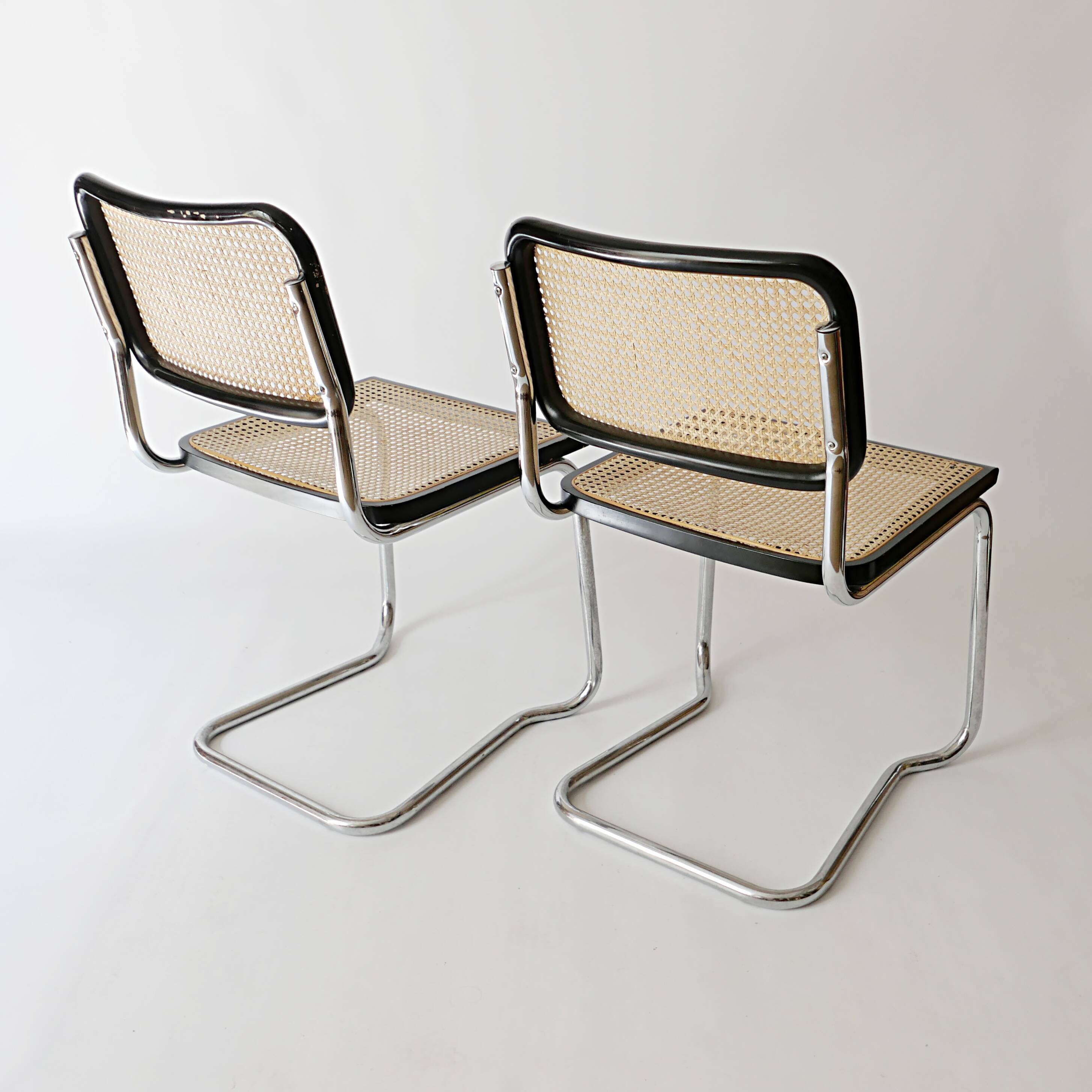pair of Cesca chairs by Marcel Breuer 1960s 1970s in vintage cane