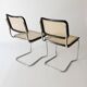 pair of Cesca chairs by Marcel Breuer 1960s 1970s in vintage cane