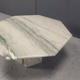 Vintage octogonal white marble coffee table, 1970s