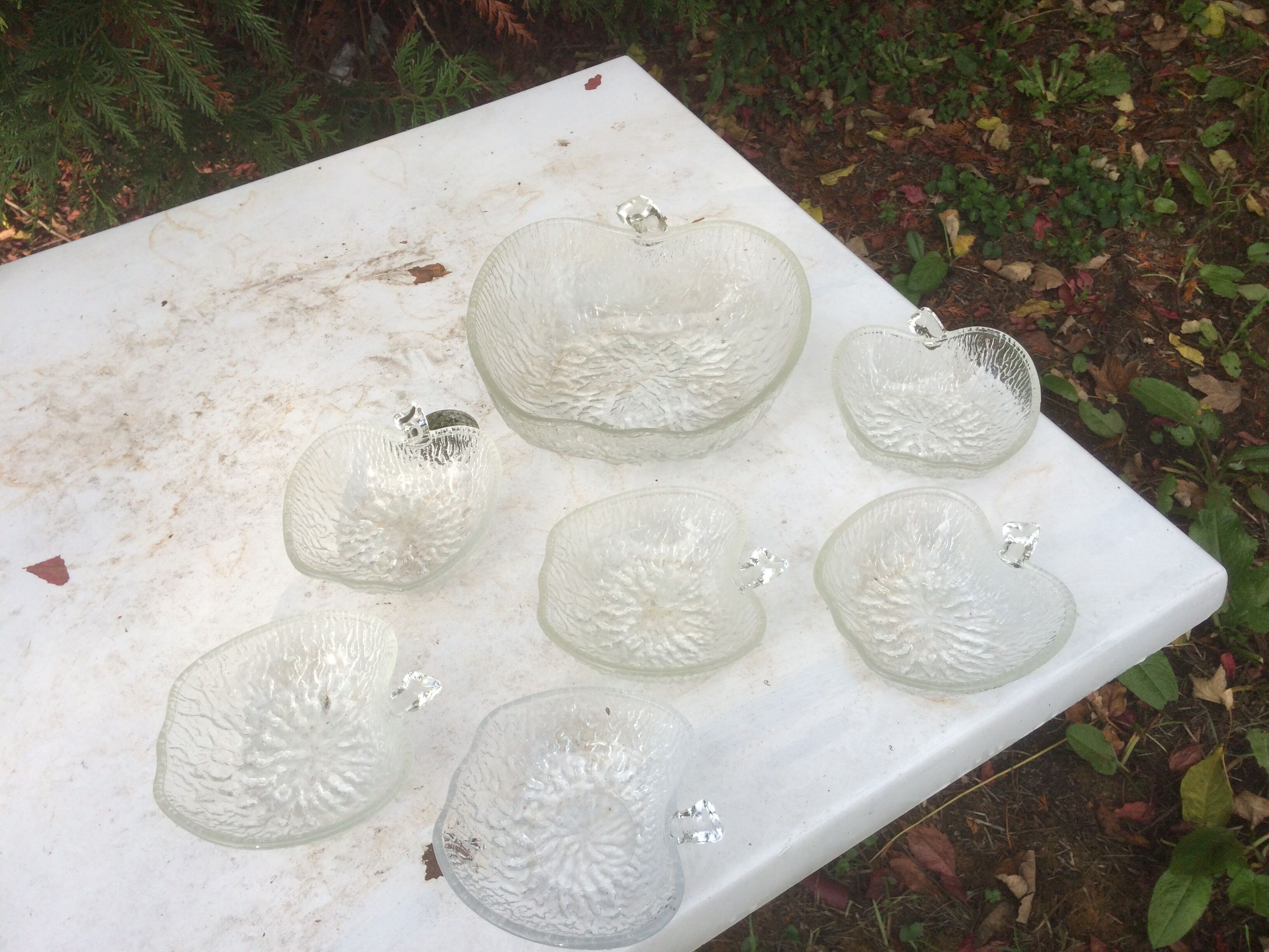 Apple salad and 6 cups