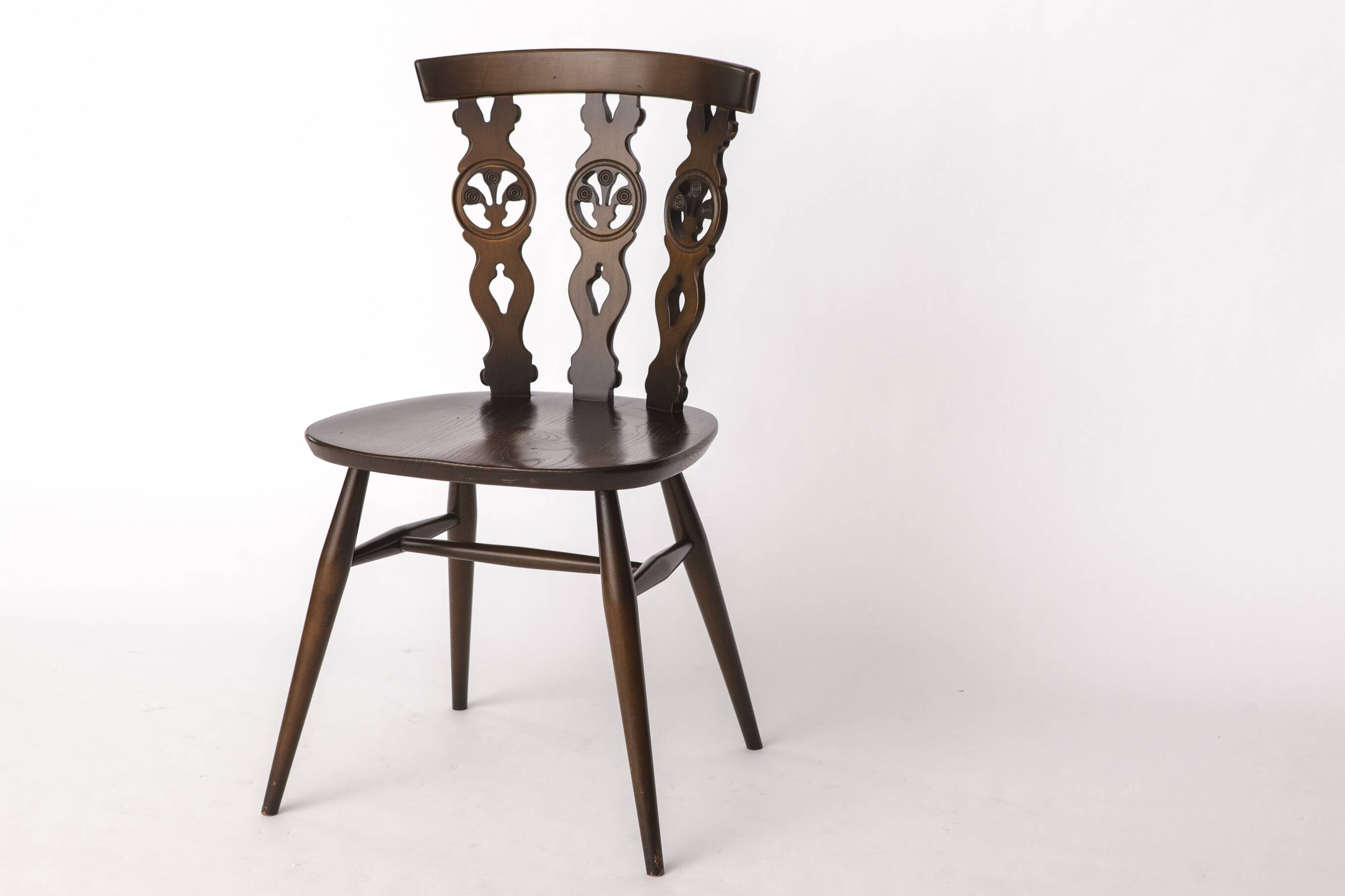 Vintage Ercol Chair Model 375 – England 1960s – Elm Wood – Original Label