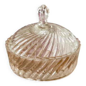 Vintage Transparent Crystal Sugar Bowl, Italy, 1960s