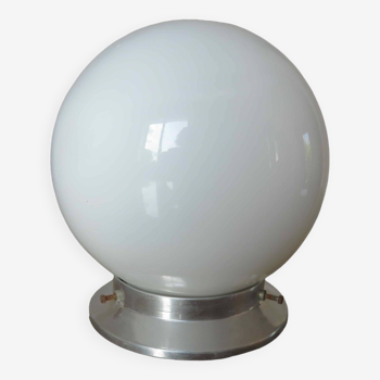 White opaline ball ceiling lamp 40s 50s